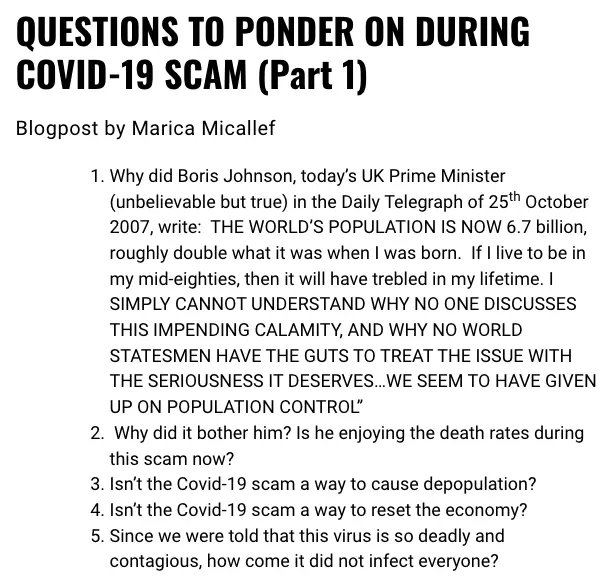 Example of message posted by Mercieca 